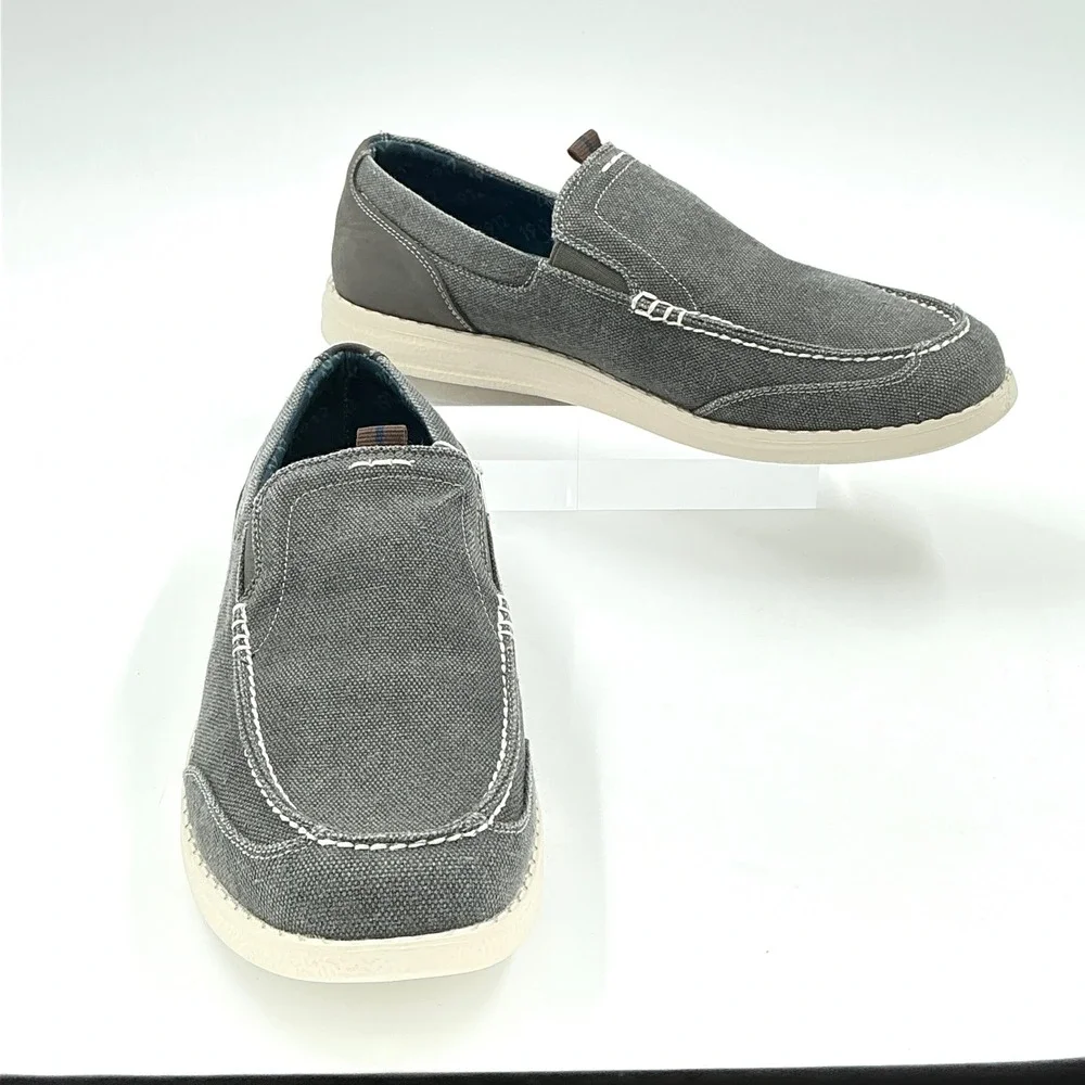 Nunn Bush Mens Size 9.5 Gray Canvas Slip On Loafer Shoes READ NEW $149